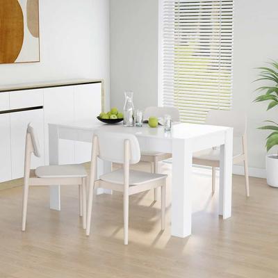Vidaxl Dining Table, White, 140X74.5X76 Cm, Wood-Based Material