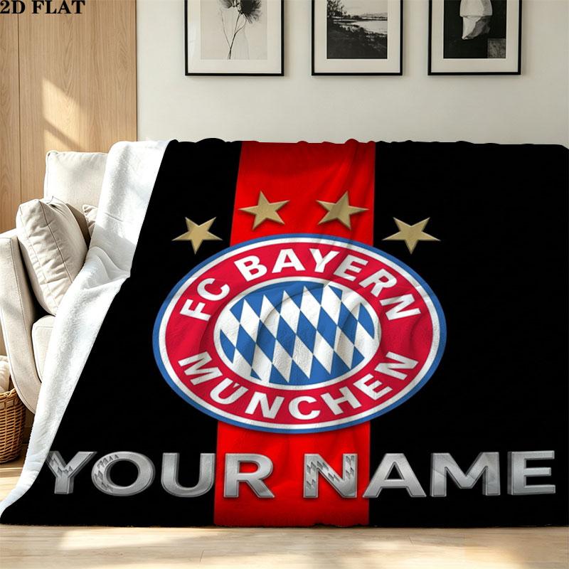 1PC FC Bayern Munchen Custom Name Patterned Flannel Blanket Suitable For All Seasons for Home Decor Warmth and Comfort Gifts Holiday Present
