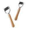 Pet Grooming Rake, Double Sided Detangling Comb Undercoat Rake, with Wooden Handle, Dogs Dematting Tool Remove Tangles Matted And Loose Fur for Medium