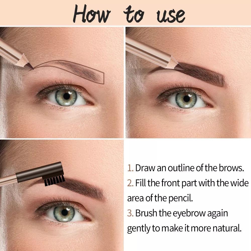 3 Colors Eyebrow Pencil Eyeliner Set, Waterproof Eye Brow Pencil, Easy To Color, Long Lasting Eye Liner Gel Pen, Women Professional Eye-Makeup Pencil