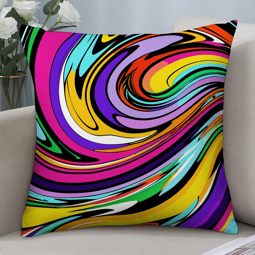 

Abstract Colorful Chaotic Waves Pillow Case Short Plush Pillow Covers Sofa Decorative Home Double-sided Printing Cushion Cover 12x12Inch