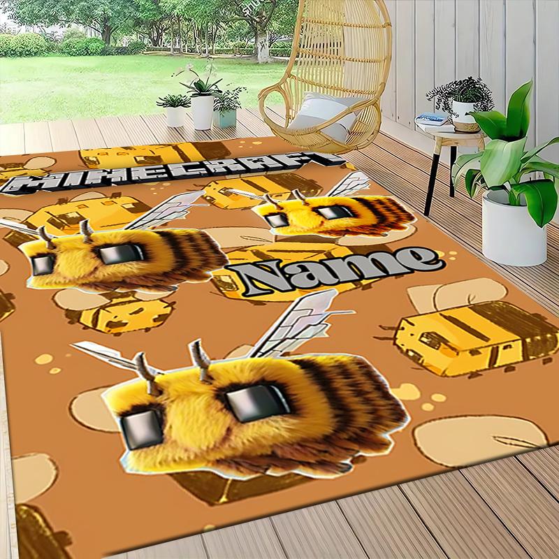 Custom Name Bee Sky Carpet Rug Customizable Soft Washable Anti-Slip Home Living Room Sofa Mats Personalized Rug. 0909409