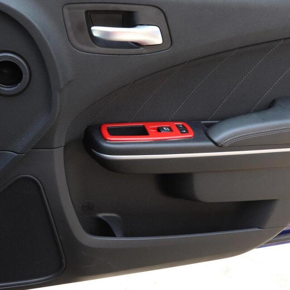 For Dodge Charger 2011-2023 ABS Red Interior Window Lift Switch Panel Cover Trim