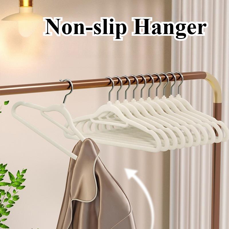 10/20/30Pcs Non-Slip Velvet Hangers Space Saving Hook Flocked Felt Clothes Drying Rack Organizer