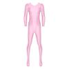 Herren Glatter Unifarbener Langarm Rundhals Bodystocking Nachtwäsche Body