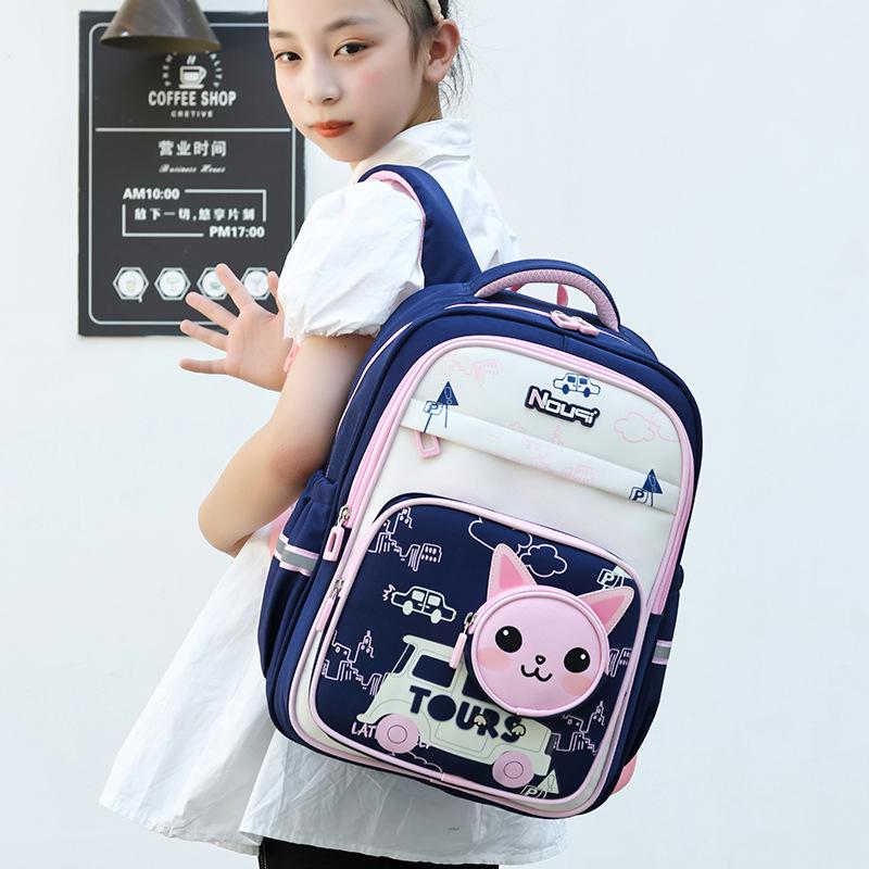 New Spine Protection and Burden Reduction Boys and Girls Children's Schoolbags, Elementary School Students Cartoon School Backpack + Bag