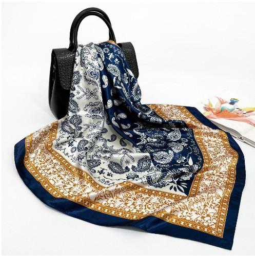 Headband Scarf Women Fashion 90*90cm Silk Satin Hijab Bandana Neckerhicef Sun Protection Shawl Wrap Headscarf Paisley