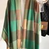 Thick Imitation Cashmere Shawl Keep Warm Shawl Wrap Simple Plaid Scarf  Girl