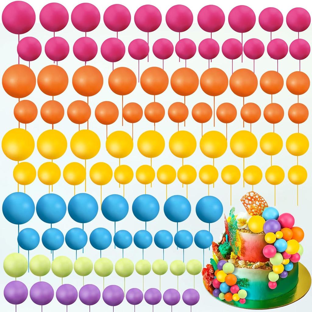 108 Stück Kugeln Kuchenaufsatz Ballons Cupcake-Aufsatz DIY Kuchen Einstecker Aufsatz Schaumstoff Kuchenkugeln Backdekoration für Hochzeitsfeier