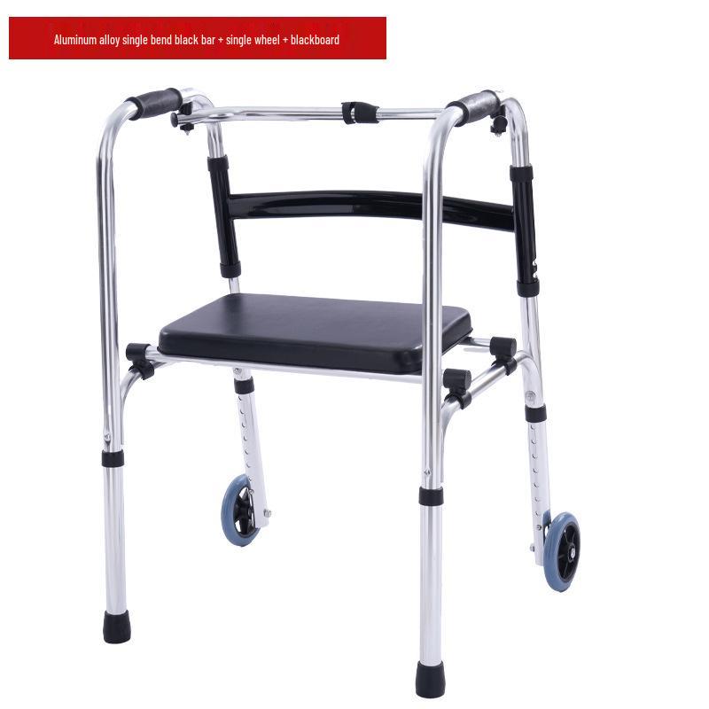 Stainless Steel Rollator Walker with Seat and Wheels - Rehabilitation Support Frame