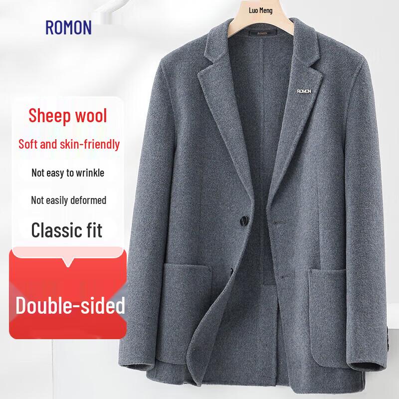 Romon Men s Double-Sided Wool Blend Casual Suit Jacket 185