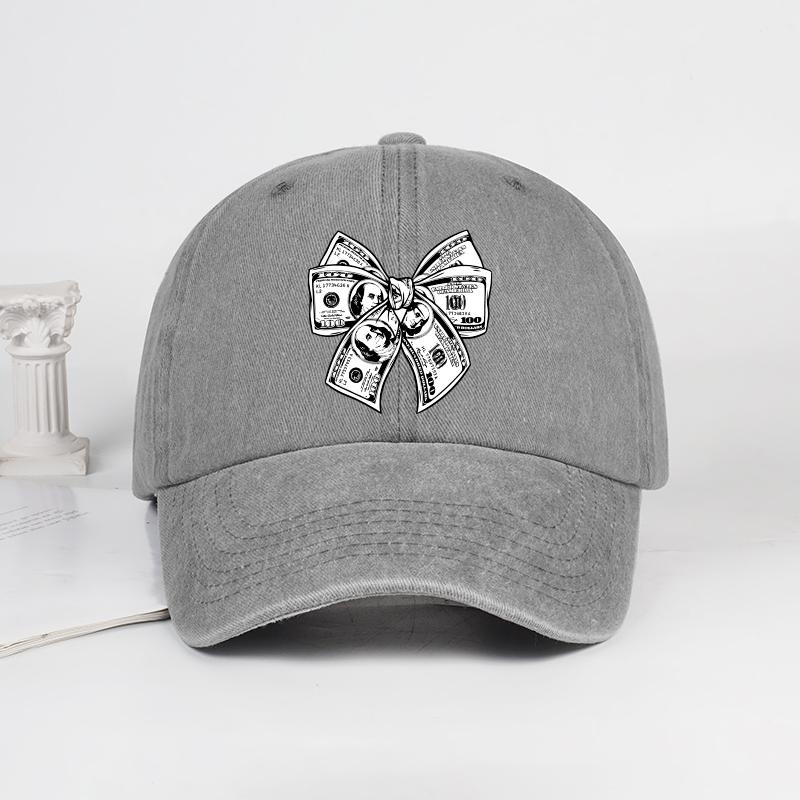 

Mlfo Dollar Bow Washed Baseball Cap Money-Inspired Fashion Statement Daily Commuting Fashion Enthusiasts Holiday Gift