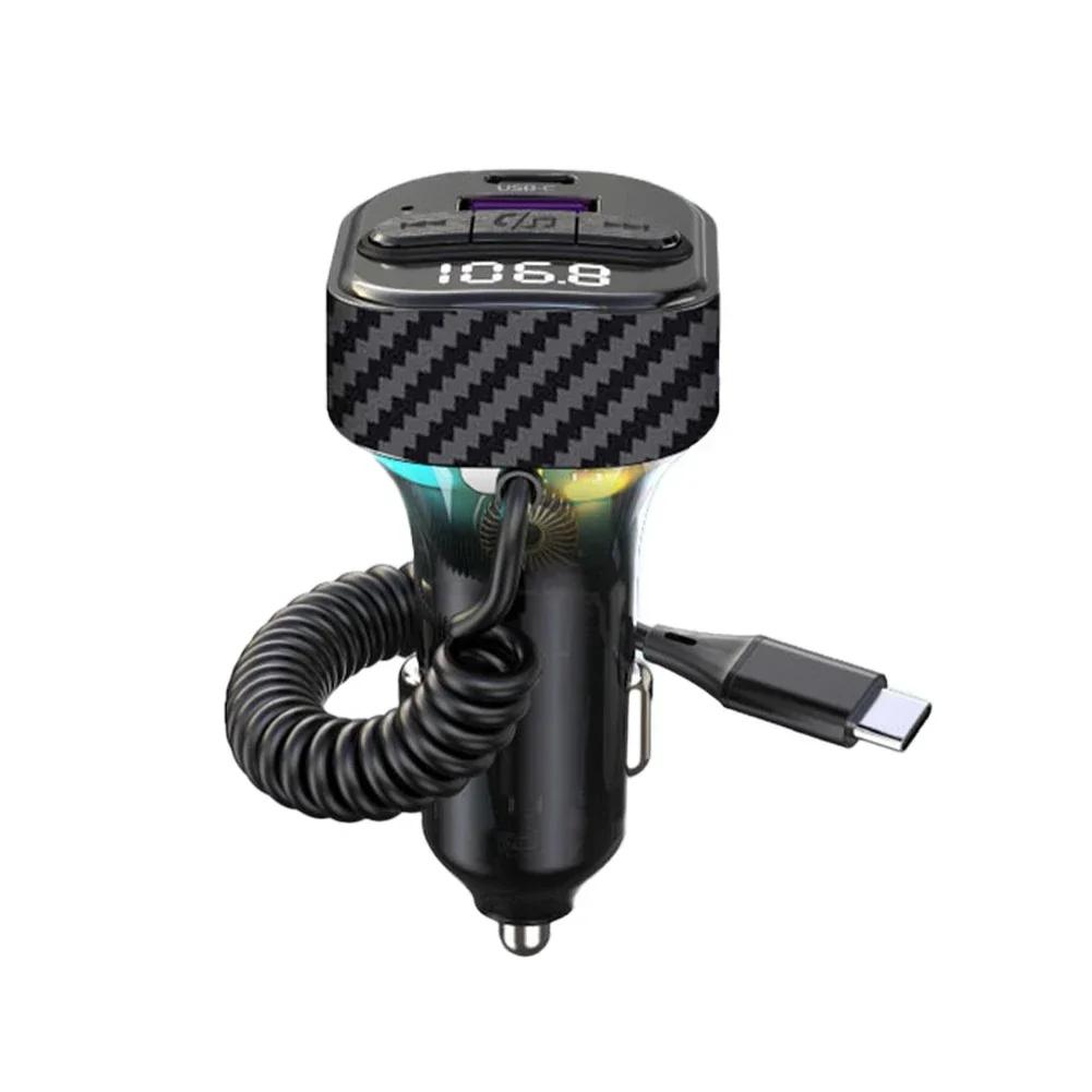 PD 30W Fast Charging Car Charger With Ambient Light Handsfree Bluetooth Player With USB Flash Disk Reading Car BT FM Transmitter