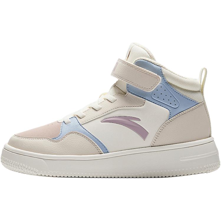 Anta Kids Lifestyle Series Synthetic Leather Fashion Versatile Non-Slip Wear-Resistant Mid-Top Kids Skate Shoes Kids Skate Shoes A22438004-3