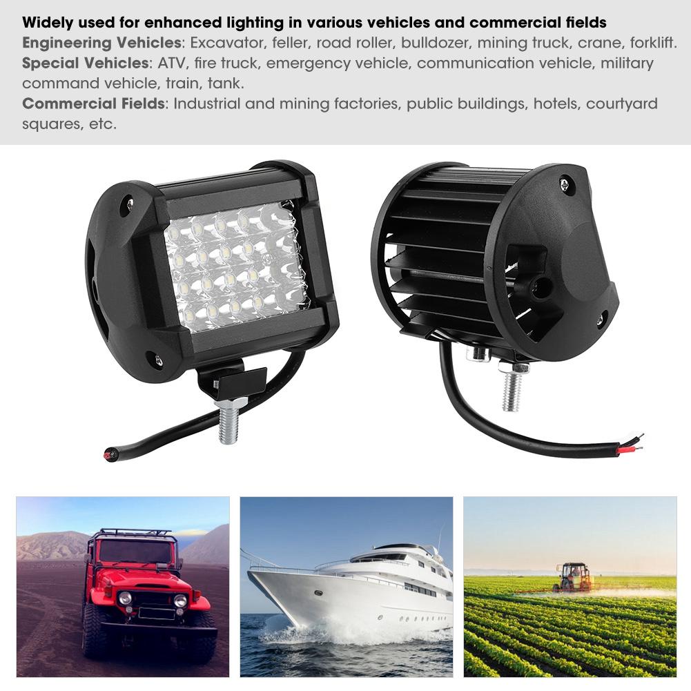 2PCS 4in 72W LED Work Light 30 degrees  Spotlight IP67 Lamp for Off Road Truck  SUV Boat 12V 24V