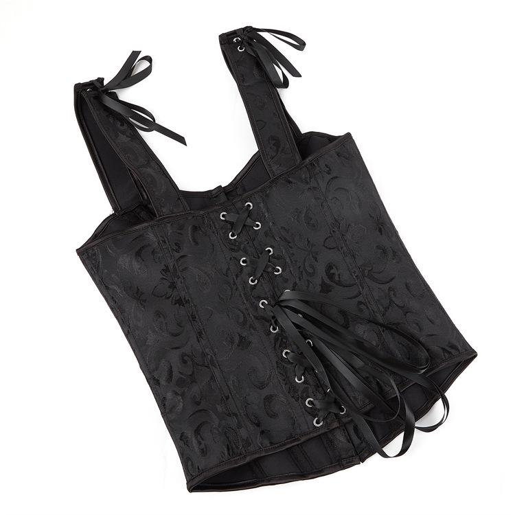 Black Double Strap Women's Waist Cincher Corset Body Shaper