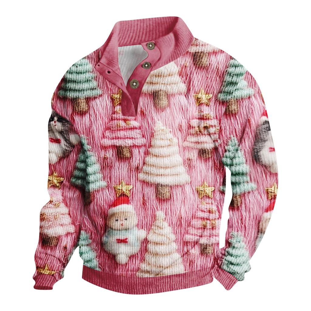 Men's Christmas Print Corduroy Button-Down Shirt