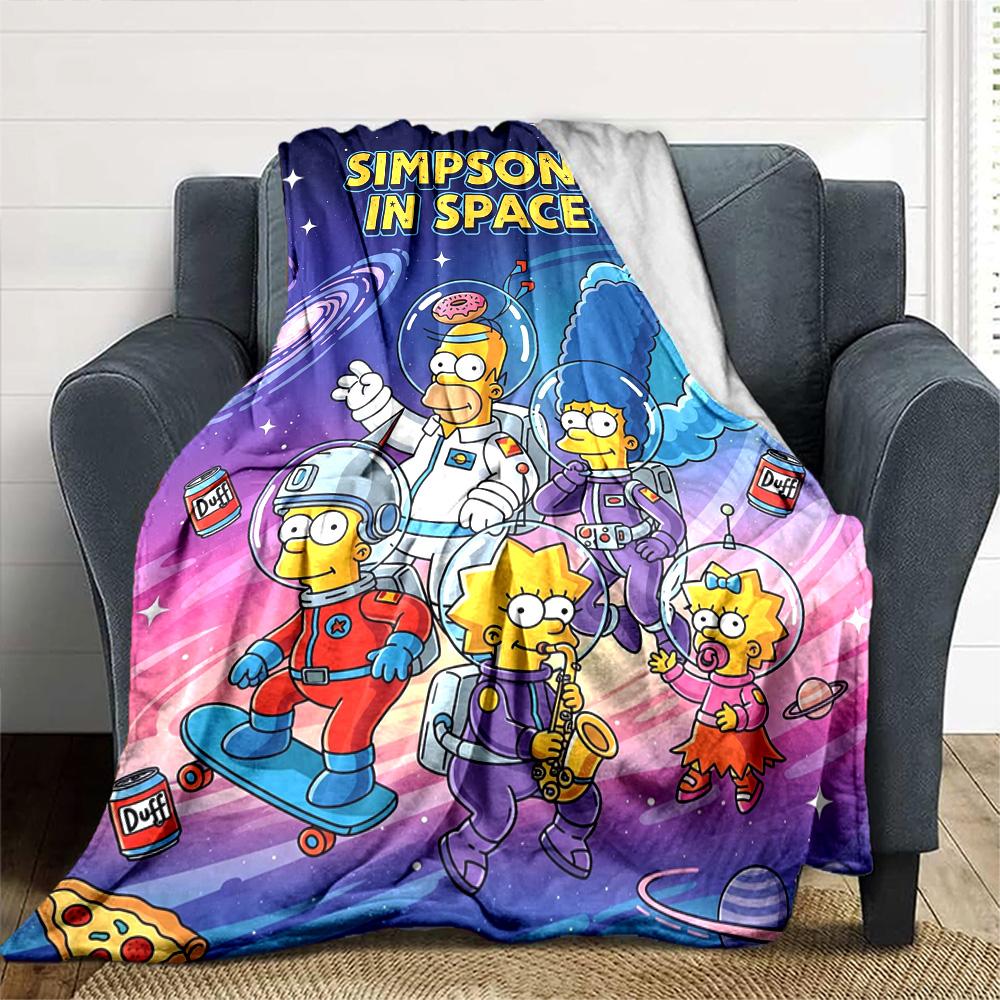 The Simpsons Print Flannel Blanket High Quality Warm Comfortable Cover for All Seasons Perfect for Gifts Home Decor