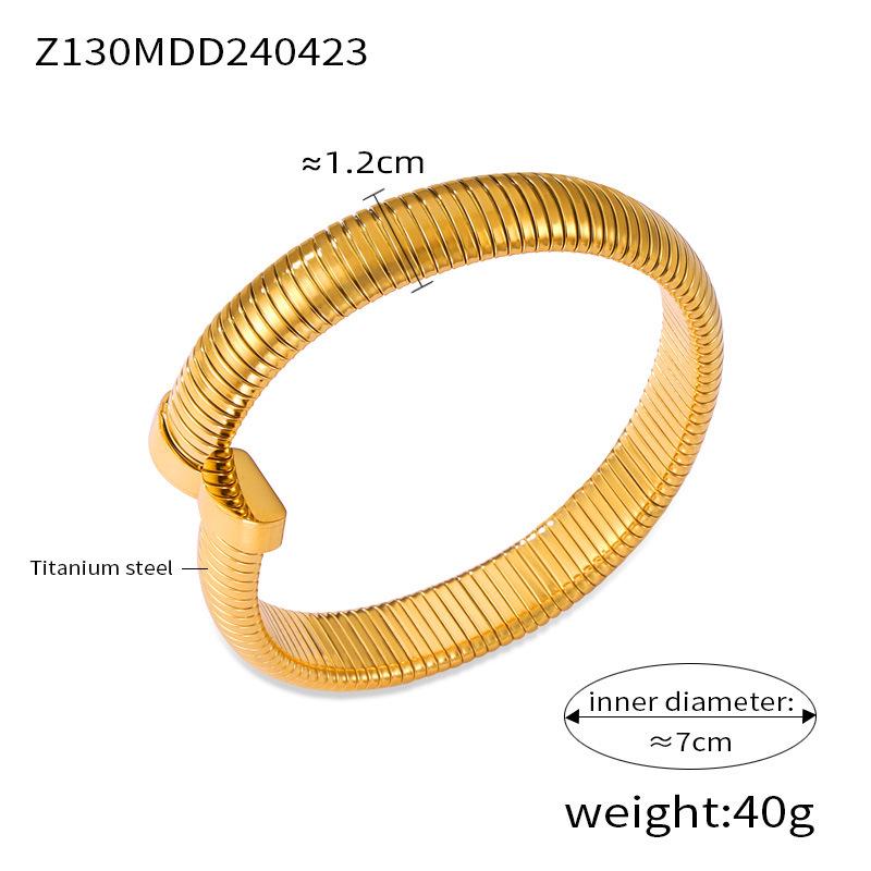 18K Gold Plated Zirconia Inlaid Titanium Steel Snake Head Tail Chain Bracelet