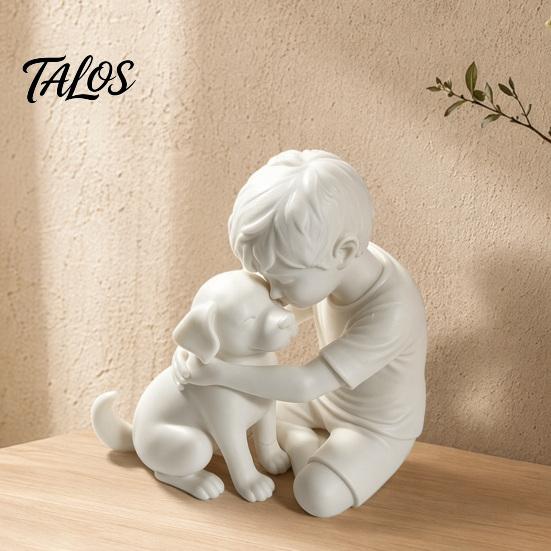 Talos 3D Printed Puppy And Boy Statue, Dog & Owner Sculpture, Hugging Figurine Decor, Home Decoration Healing Ornament Gift