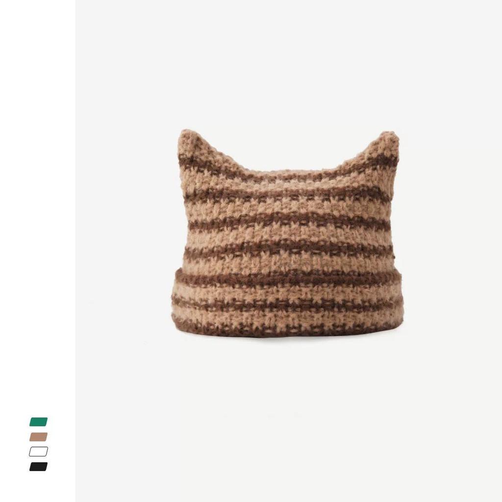 Japanese Style Cute Star Cat Wool Knit Hat - Warm & Versatile for Autumn/Winter