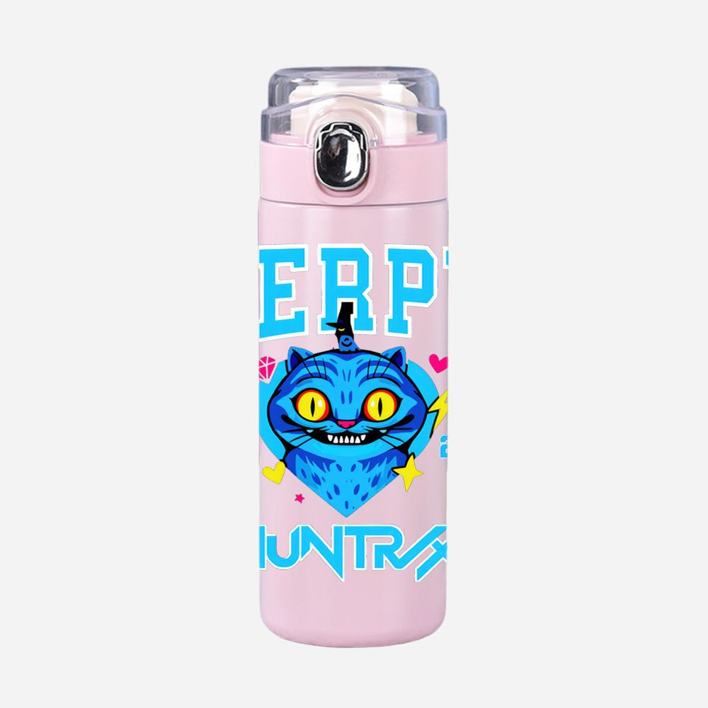 New Anime K-Pop Demon Hunters Printed 400Ml Water Bottle Thermos Cup Portable Stainless Steel Leak Proof Camping Water Cup Kid Gifts