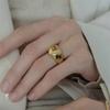 Youthway  Gold Pvd Plated  Stainless Steel Rings Wedding Statement Jewelry Freshwater Pearl Cubic Zirconia Ring