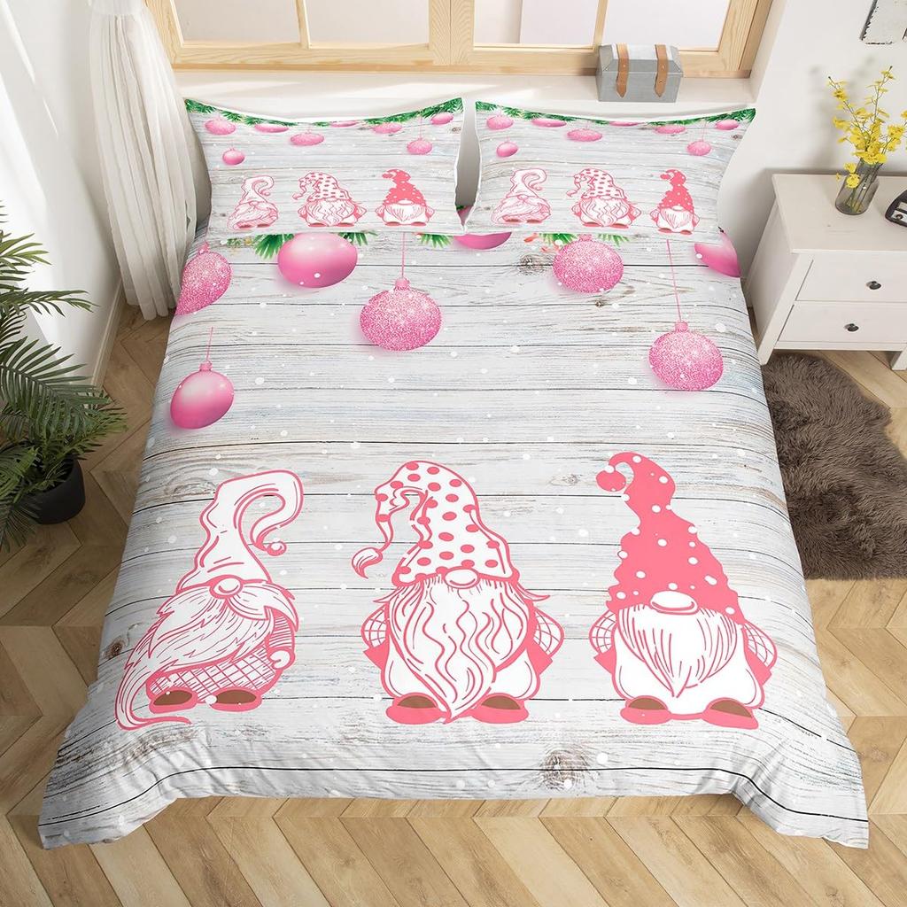 Bettbezug mit Cartoon-Gnom und Sonnenblume, King- und Queen-Size-Bettwäscheset mit schönen Zwergblumen, Bettbezug mit gelbem Blumenmuster und 2 Kissenbezügen