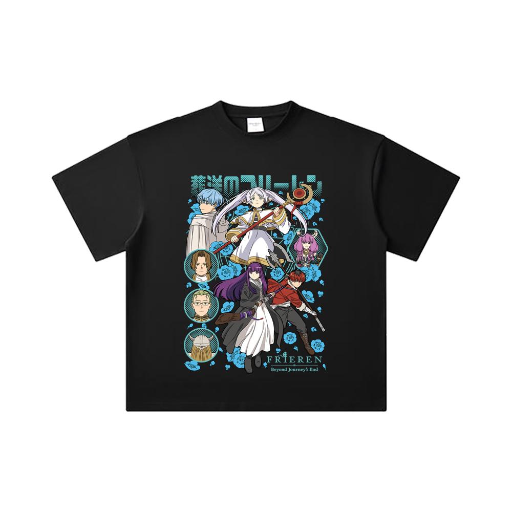 260 GSM Double Yarn 32 Count 100% Cotton Frieren V1 Print Unisex Heavy Cotton T Shirt