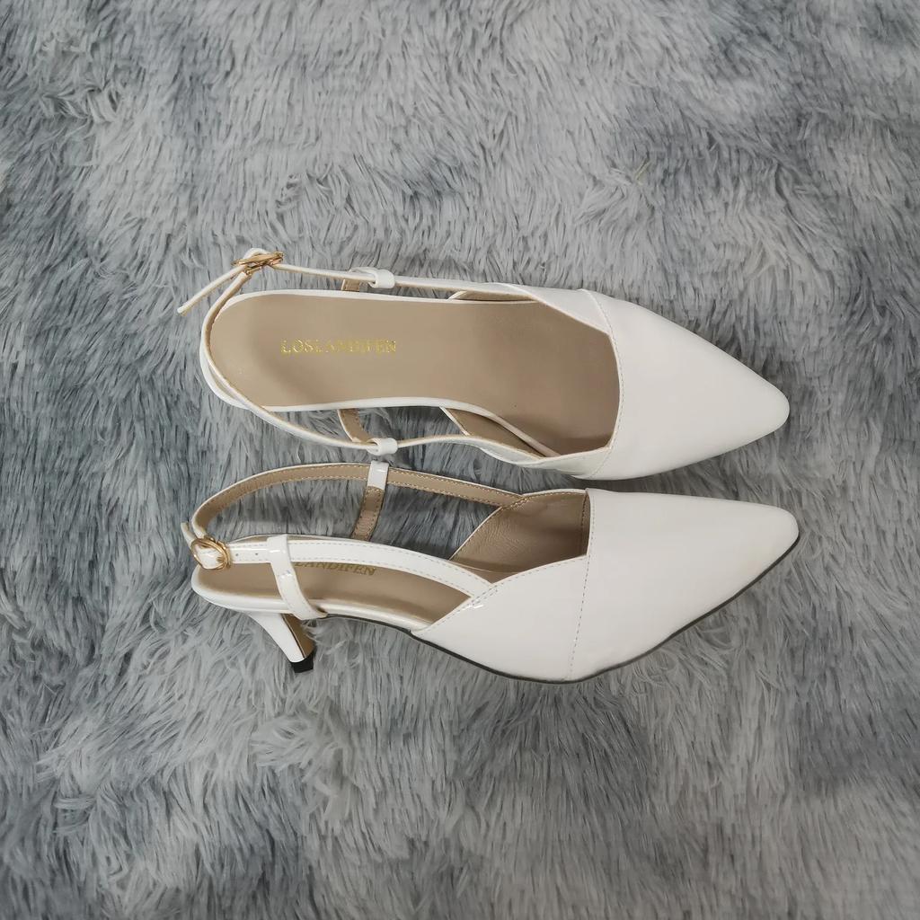 Women Sandals Summer Pointed Toes High Heels Sexy 5cm Low Heels Casual Back Strap Pumps Red Dance Wedding Shoes Large Size