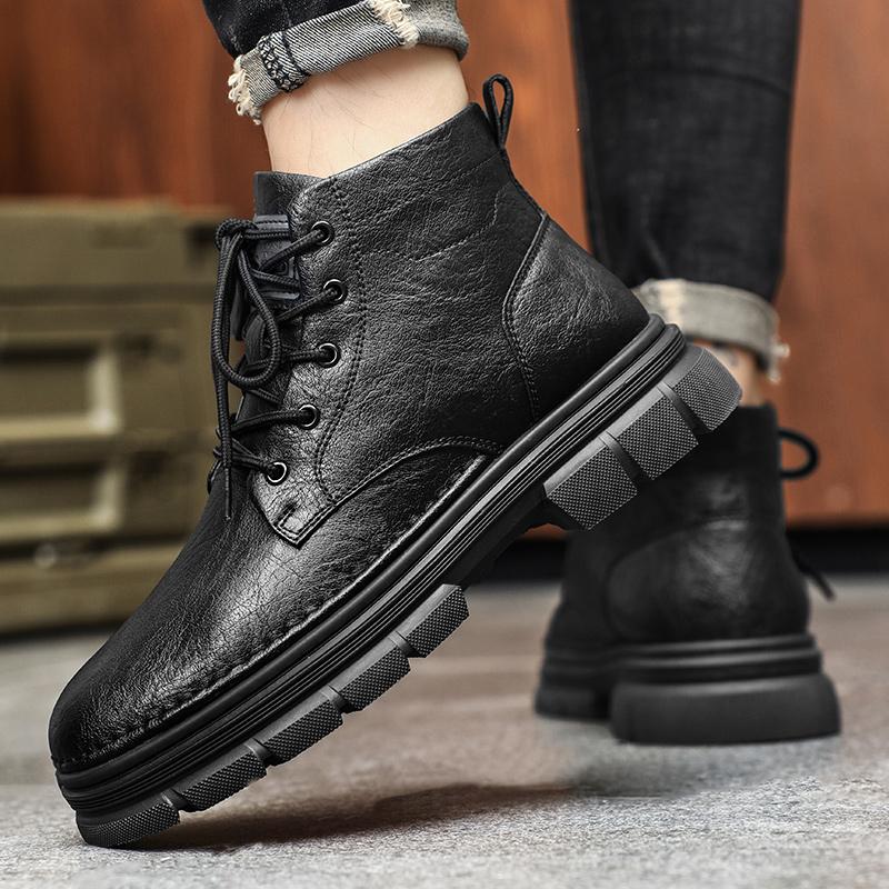 Mens Low Top Sneakers Genuine Leather Male Walking Boots New Men's Motorcycle Boots New Arrival Outdoor Men Basic Boots