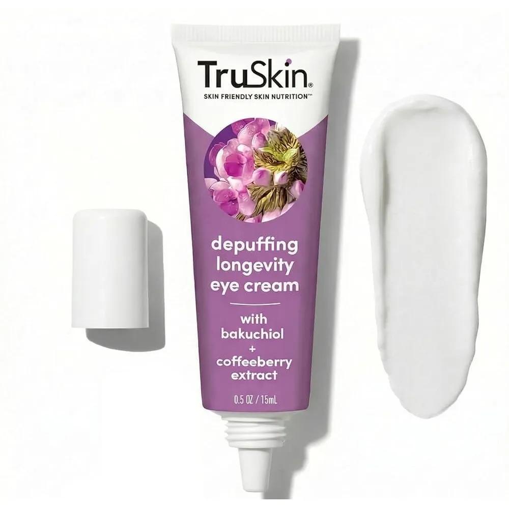 TruSkin Longevity Eye Cream - A gentle retinol alternative containing bakuchiol, lingonberry stem, and green coffee beans.