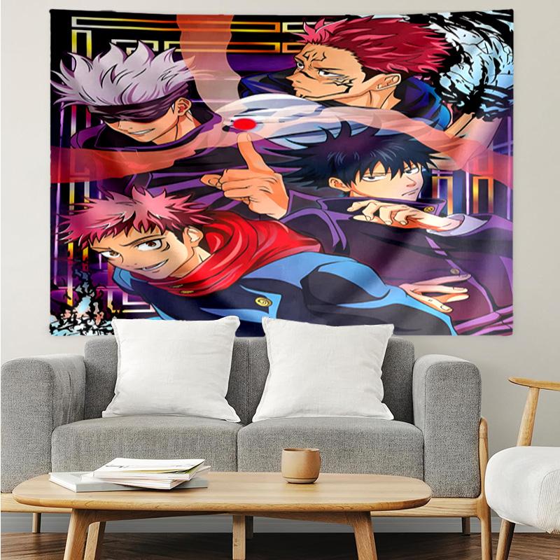 1PC Jujutsu Curse Battle K-pop Music Group Tapestry Accessories for Bedroom,Livingroom, Dormitory Room Wall Decor Fan Birthday Gifts