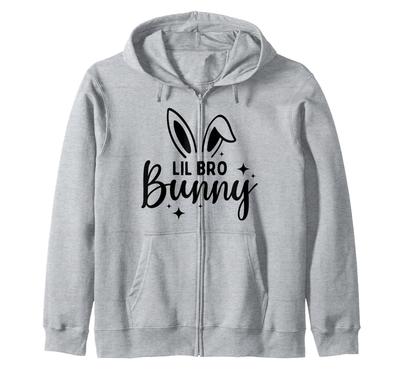 Lil Bro Rabbit Happy Easter Fun Bunny Boys Zip Hoodie
