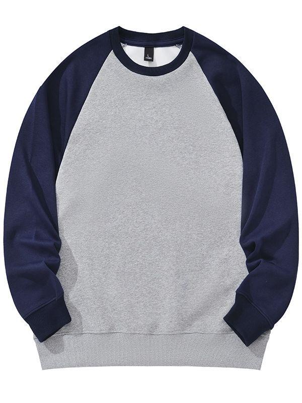 2023 Autumn Unisex Patchwork Long-Sleeved Solid Color Loose Round Neck Hoodie