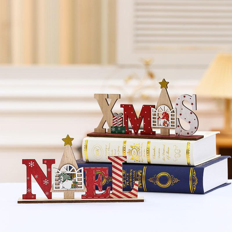 Christmas DIY English Letter Brand Wooden Tabletop Small Tabletop Set Christmas Gifts