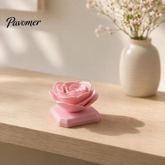 Compact Rose Decoration Flower Ornament, Stable Base Non-Slip 3D Printed Matte Solid Color Ornament Durable PLA Creative Artwork, for Home Office