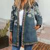 Jachetă de mărime Plus imprimată în stil etnic vintage, cardigan, îmbrăcăminte pentru femei