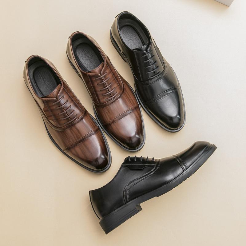 2025 Spring and Autumn New Men's Business Dress Leather Shoes Men's Three-joint Lace-up Single Shoes Breathable Security Leather Shoes 008