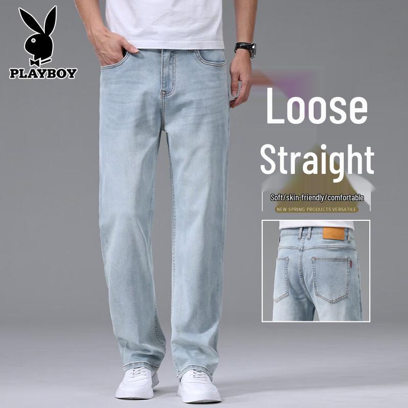 PLAYBOY Men s Straight-Leg Loose Fit Stretch Jeans 31