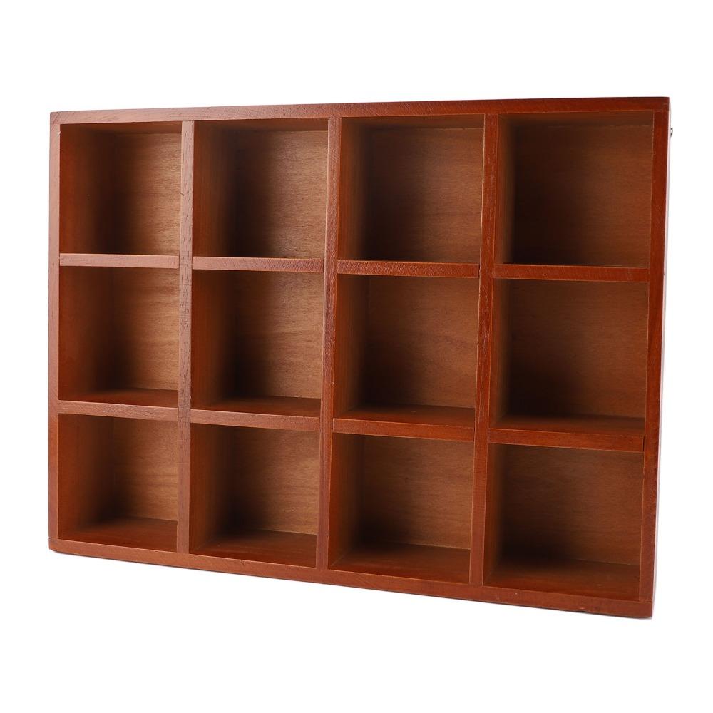 Adjustable Shelves Wood Desktop Organizer Decorative Wall Storage Rack  Office