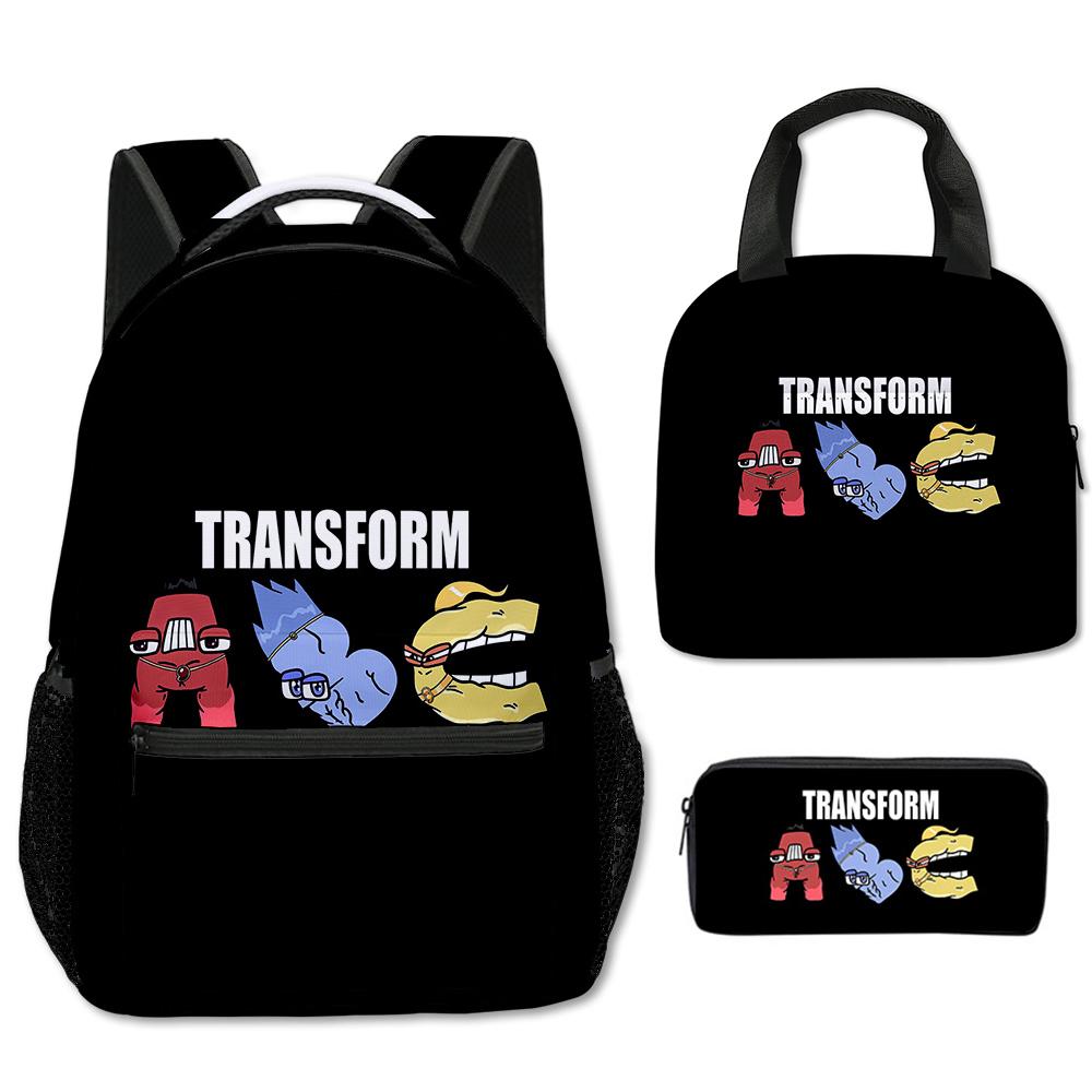 Classic Popular Funny Alphabet Lore 3D Print 3pcs/Set School Bags Travel Notebook Backpack Portable Lunch Bag Pencil Case