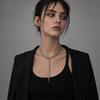 Punk Lariat Y Necklace, Gothic Bat Pendant Necklace, O Ring Long Necklace, Adjustable Slip Chain Necklace Jewelry Gift for Women