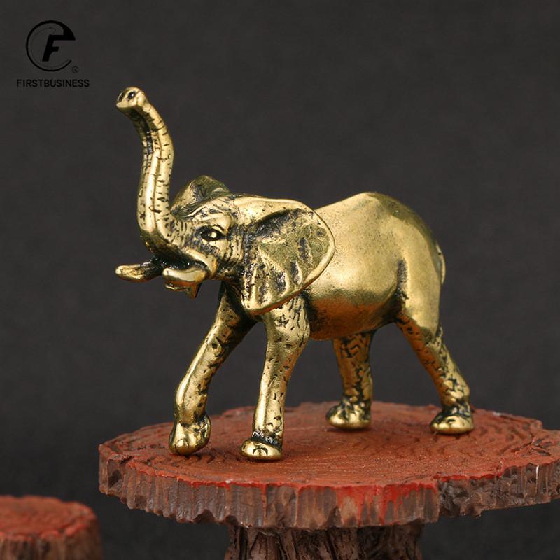 Antique Brass Elephant Home Decor Ornaments Crafts Miniatures Figurines Desk Decoration Accessories Handmade Mini Animals Statue