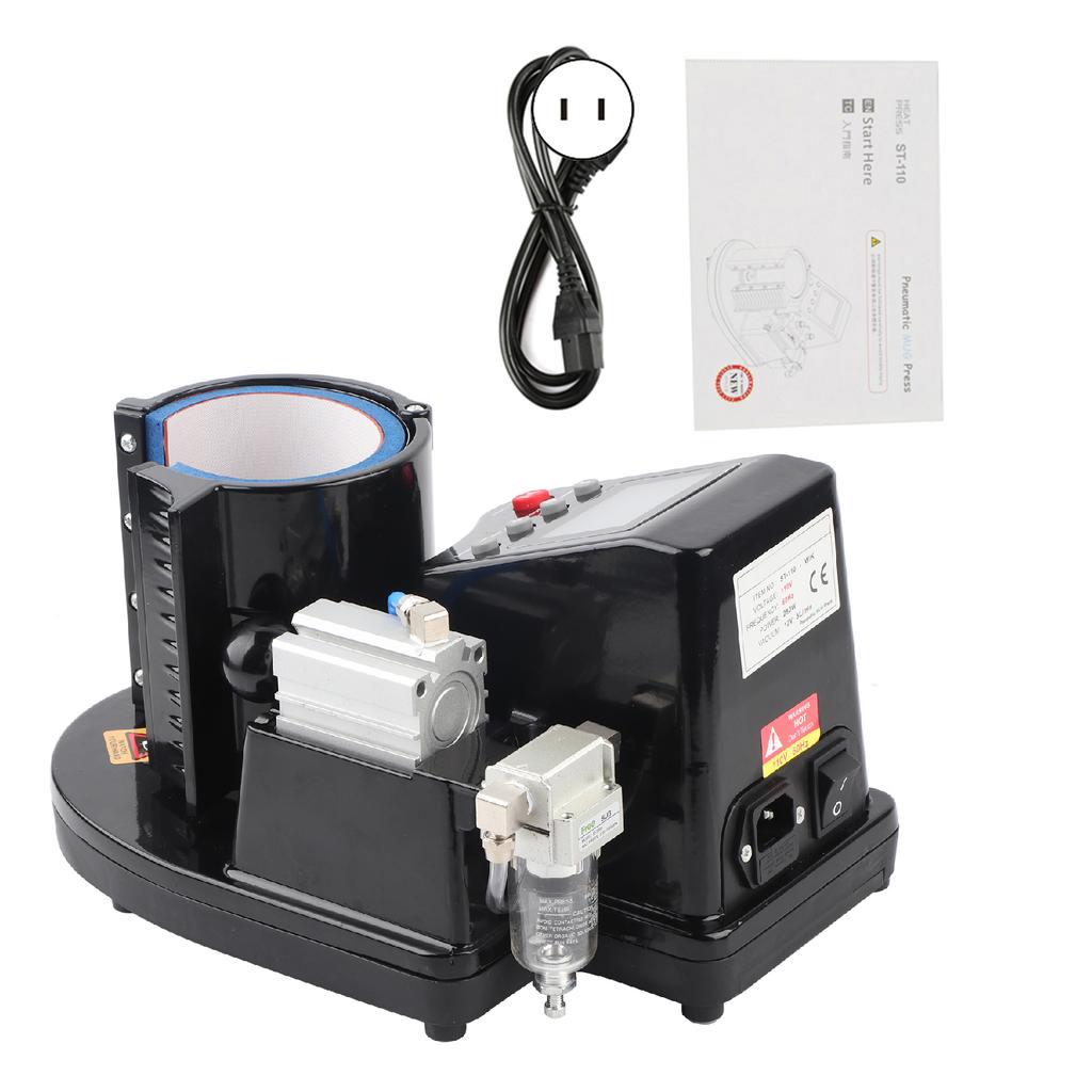 Pneumatic Auto Mug Transfer Sublimation Heat Press Machine ST 110 Black