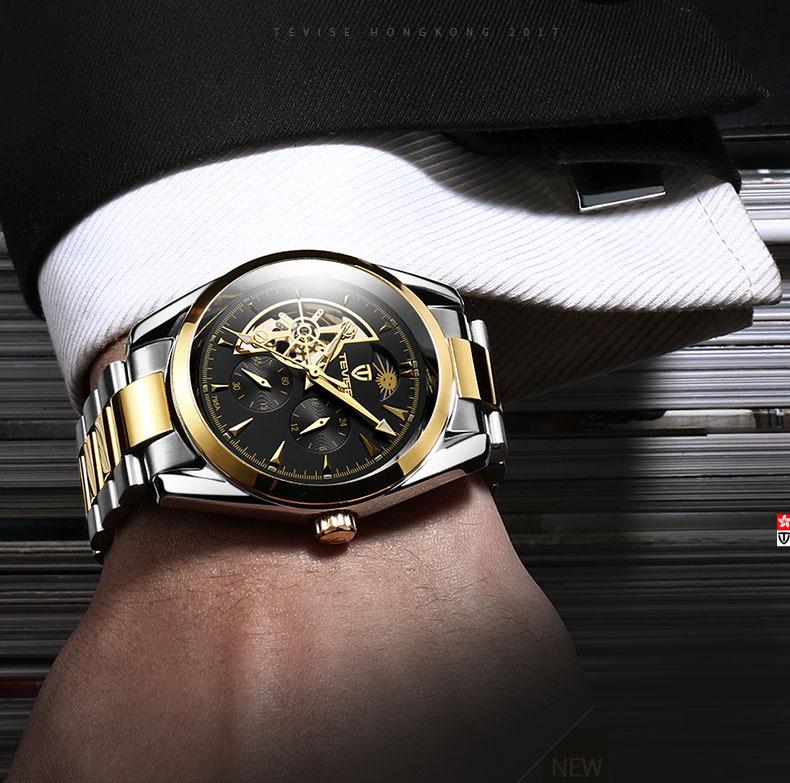 Duke of Lorraine Skeleton Mechanical Watch: Multi-Function, Luminous, Waterproof, Casual Business Steel Band