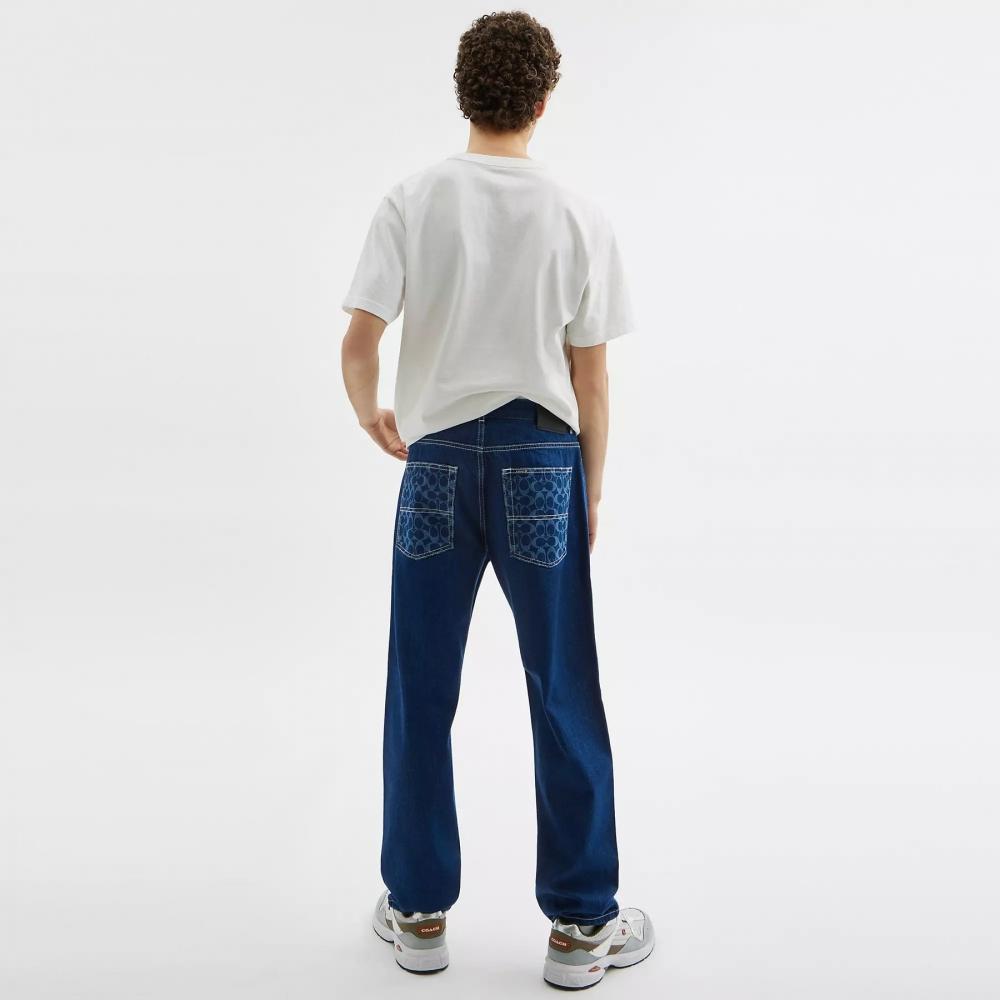 Coach Straight Fit Denim Jeans Dark Wash