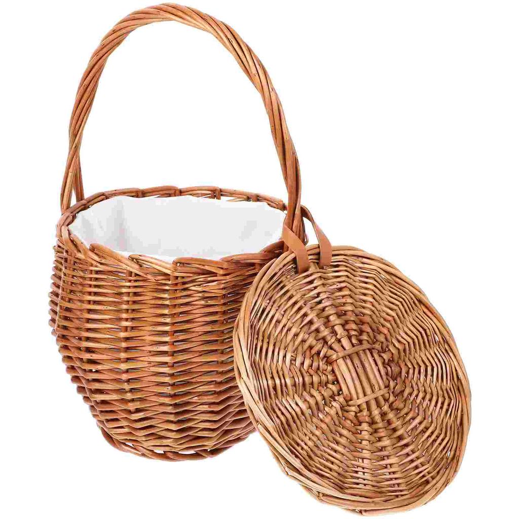 Wicker Picnic Basket Daily Supplies Multi-function Storage Woven Flower Portable Baskets Decorative Multipurpose Floral