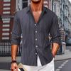 Camisa de Manga Larga a Cuadros Jacquard con Cuello Camisero de Solapa de Botón Único