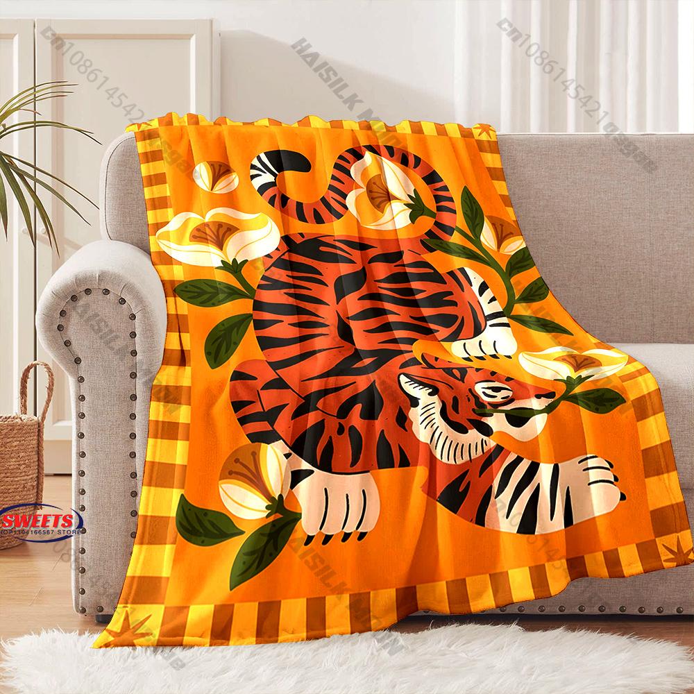 3D Art Style Tiger Print Blanket Warm Soft and Comfortable Home Travel Blanket Sofa Bedding Cover Blankets Gifts Fast Shipping